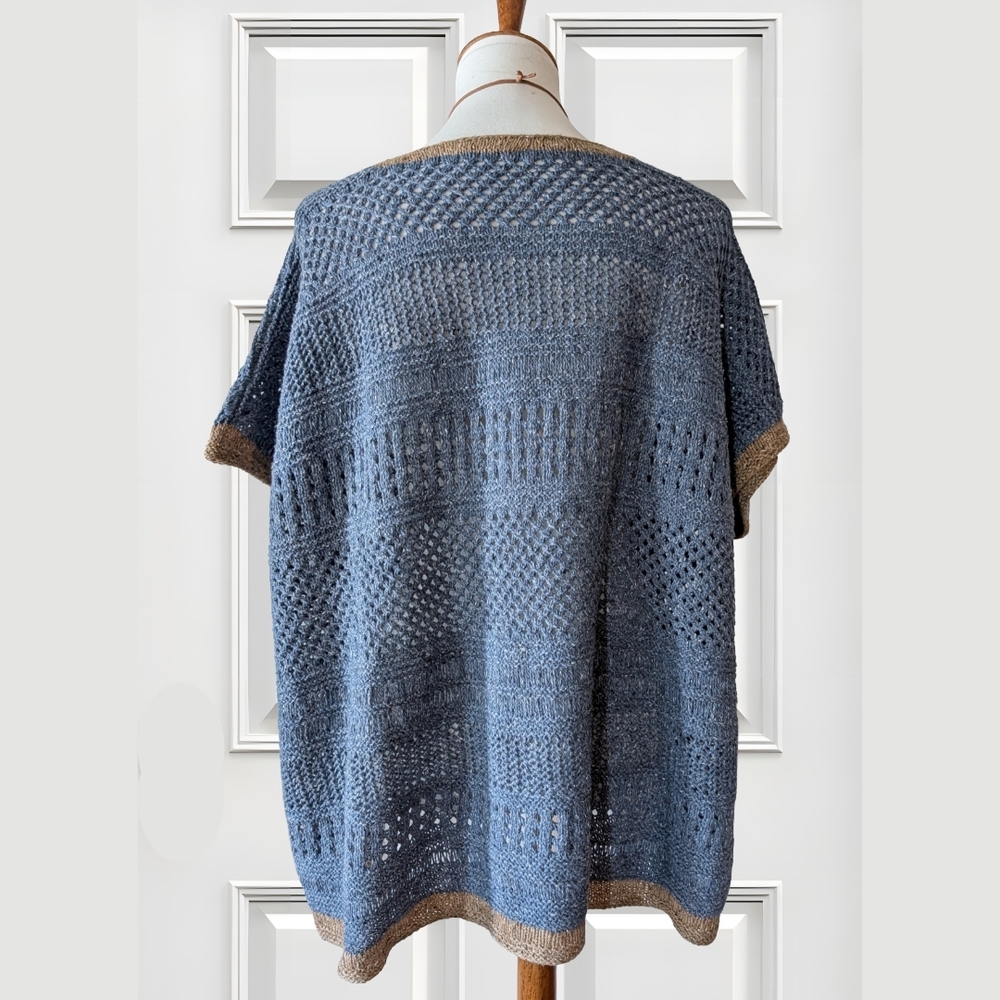 NEW Hand-Knit Lace Sampler Top In A Merino/Cashmere/Silk Blend Size L/XL - Picture 2 of 2